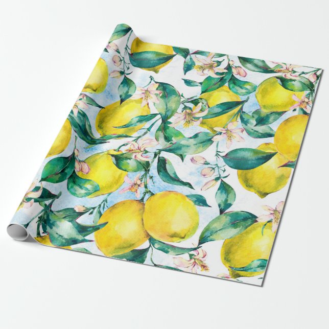 Papier Cadeau Aquarelle vintage sans couture motif, branche fr (Déroulé)