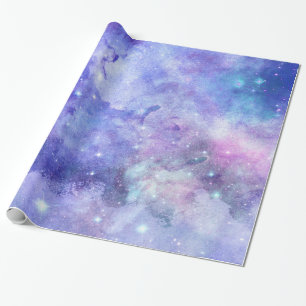 Papier Cadeau Aquarelle Violet Bleu Et Rose
