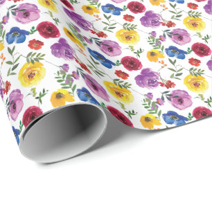Papier Cadeau Aquarelle vive et gras Cadeau floral