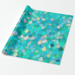 Papier Cadeau Aquarelle Wonky Parties scintillant Turquoise Méta