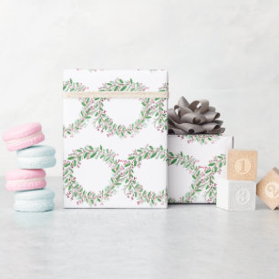 Papier Cadeau Aquarelle Wreath Papier d'enveloppement de Noël