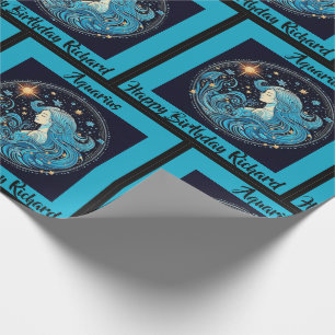Papier Cadeau Aquarius Ajouter un nom Anniversaire Zodiac Cadeau