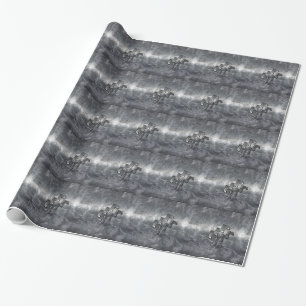 Papier Cadeau Aquarius Symbole Grunge Distressed Silver Steel