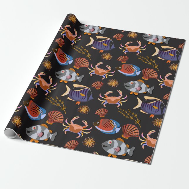 Papier Cadeau Aquatic animals | ocean underwater life (Déroulé)