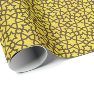Papier Cadeau Arabesque en jaune et noir