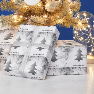 Papier Cadeau Arbre à pin argenté, Balls Joyeux Noël