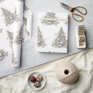 Papier Cadeau Arbre à pin d'hiver Gold