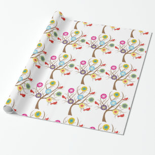 Papier Cadeau Arbre avec flocons de neige et cardinaux sur mesur