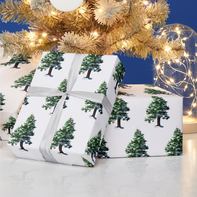 Papier Cadeau Arbre avec neige Noël Motif (Vacances)