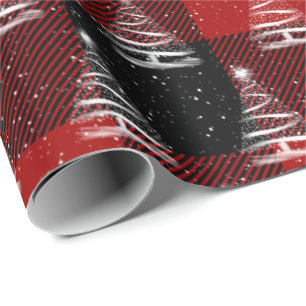 Papier Cadeau arbre blanc étoile de Noël sur plis