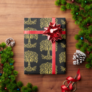 Papier Cadeau Arbre Celtique Jaune