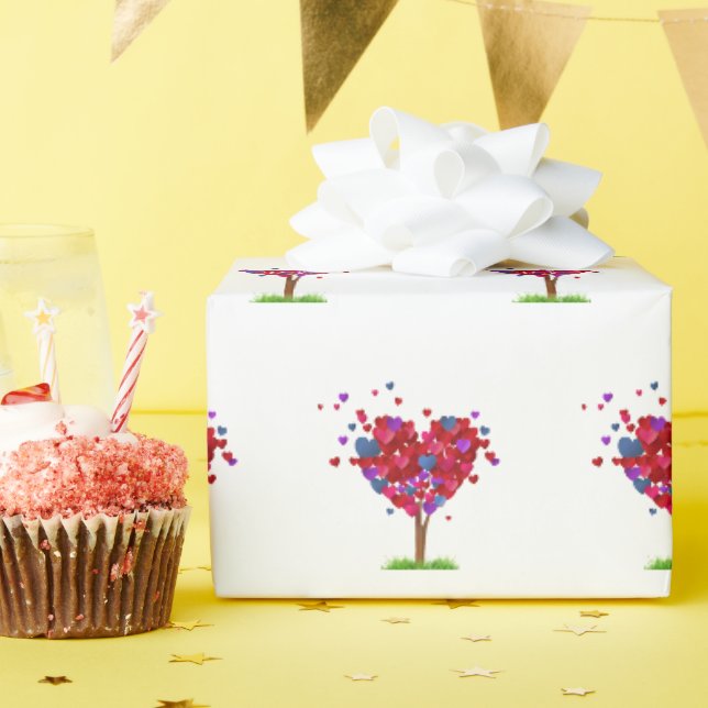 Papier Cadeau Arbre Coeur En Herbe (Fête d'anniversaire)