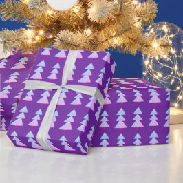 Papier Cadeau Arbre de Noël Abstrait d'hiver moderne violet rose