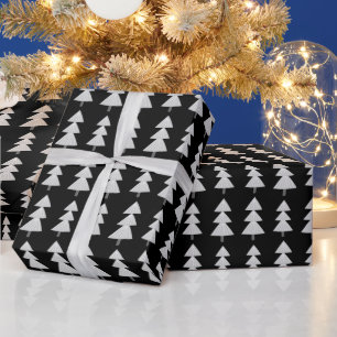 Papier Cadeau Arbre de Noël Abstrait moderne gris noir