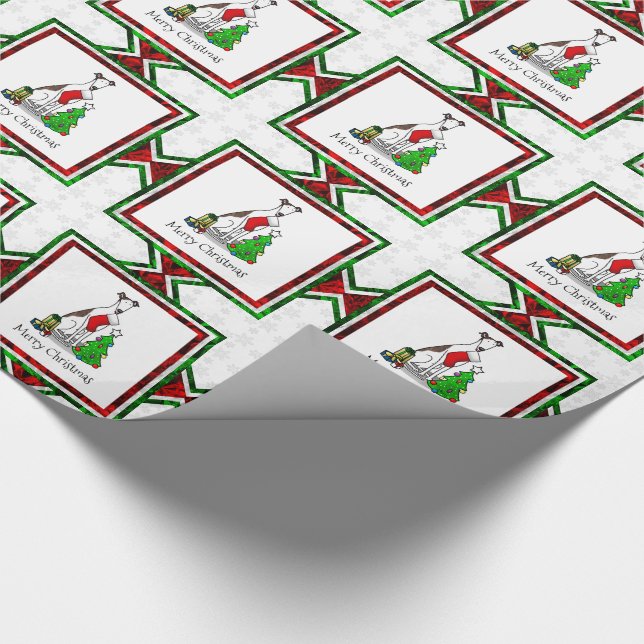 Papier Cadeau Arbre de Noël amusant 2 Chien gris (blanc broché) (Coin)