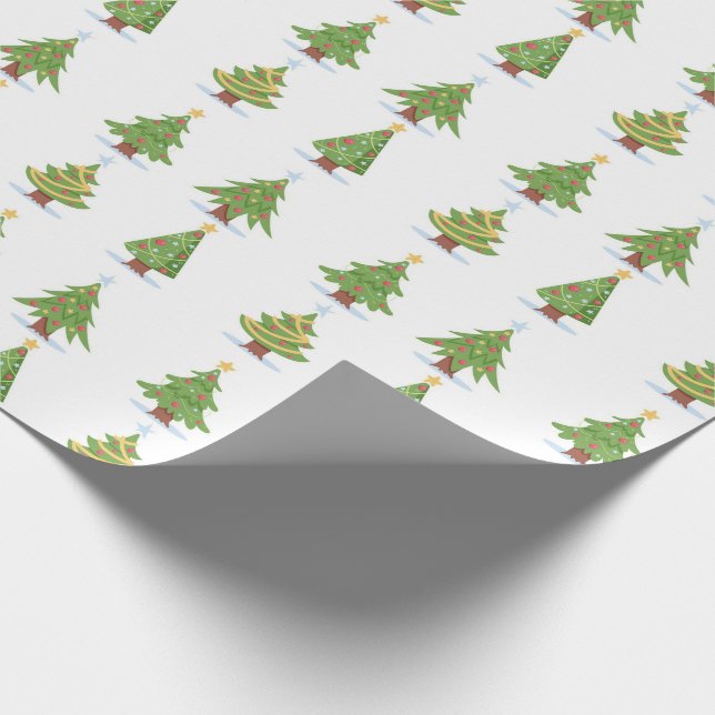 Papier Cadeau Arbre de Noël Aquarelle Festif Vert Festif (Coin)
