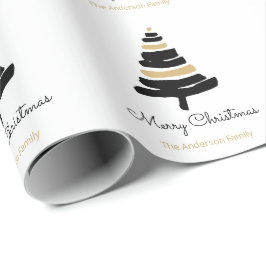Papier Cadeau Arbre de Noël blanc noir