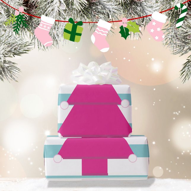Papier Cadeau Arbre de Noël bleu rose (Créateur téléchargé)