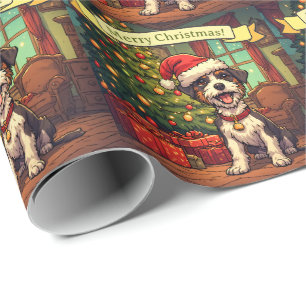 Papier Cadeau Arbre de Noël Chien Désordonné Joyeux Votre Messag