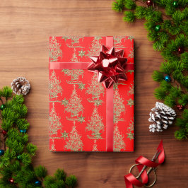 Papier Cadeau Arbre de Noël de la parties scintillant rouge