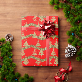 Papier Cadeau Arbre de Noël de la parties scintillant rouge