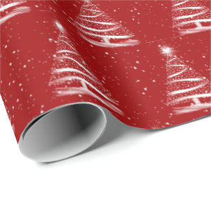 Papier Cadeau Arbre de Noël de l'étoile blanche en rouge