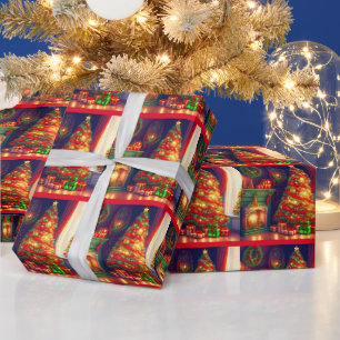 Papier Cadeau Arbre de Noël de style Vintage