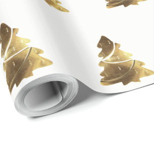 Papier Cadeau Arbre de Noël d'or Motif avec bougies Élégant
