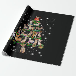 Papier Cadeau Arbre De Noël Du Chihuahua Couvert De Flamme De F