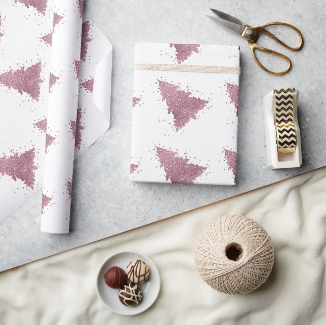Papier Cadeau Arbre de Noël élégant | Dusty Mauve Pink Splatter (Artisanat)