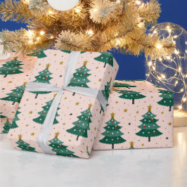 Papier Cadeau Arbre de Noël Etoiles vacances