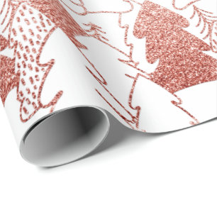 Papier Cadeau Arbre de Noël Fancy Parties scintillant Rose de gl