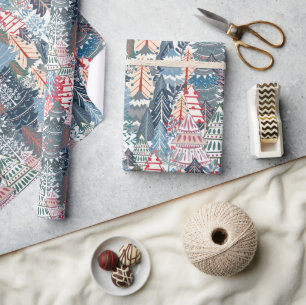 Papier Cadeau Arbre de Noël Festif moderne Vacances d'hiver