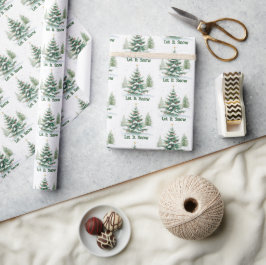 Papier Cadeau Arbre de Noël Festif Neige Laisser Neige