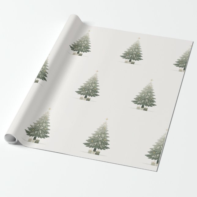 Papier Cadeau Arbre de Noël floral élégant (Déroulé)