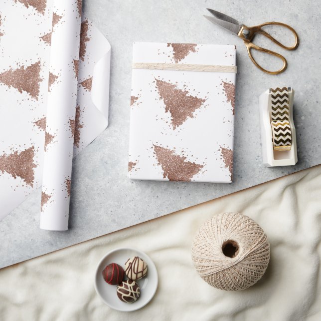Papier Cadeau Arbre de Noël | Glam Rose Gold Luxurious (Artisanat)