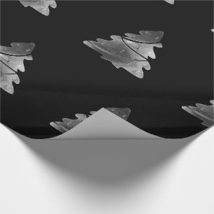 Papier Cadeau Arbre de Noël gris noir et argent Motif