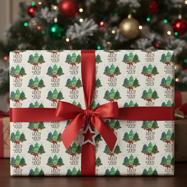 Papier Cadeau Arbre de Noël Holly Jolly Gamer (Holly Jolly Gamer Christmas Tree Wrapping Paper)