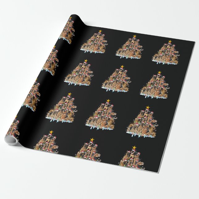 Papier Cadeau Arbre de Noël Malinois belge Santa Hat Cadeaux de (Déroulé)