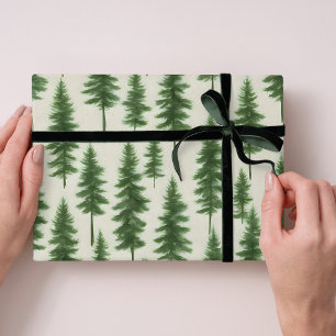 Papier Cadeau Arbre de Noël Moderne de Pin d'Hiver