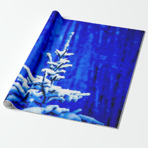 Papier Cadeau Arbre de Noël, Neige, Nuit Magique