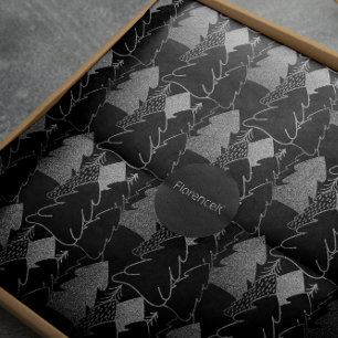 Papier Cadeau Arbre de Noël Noir gris argenté Parties scintillan