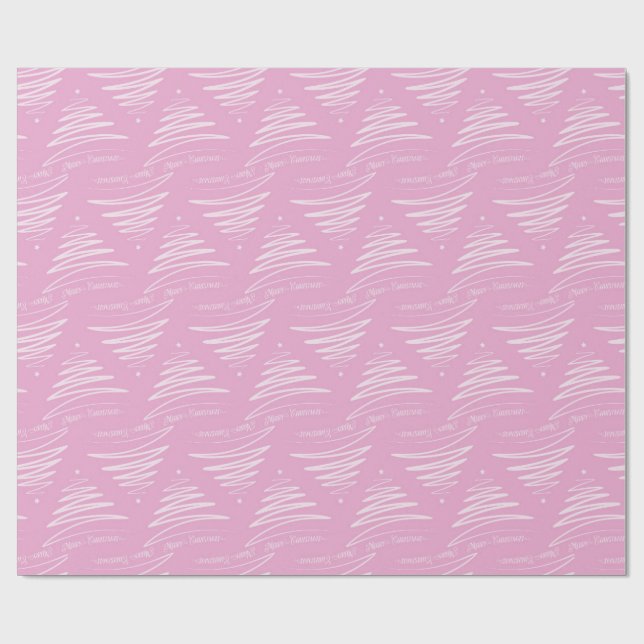 Papier Cadeau Arbre de Noël Pastel Pink (Plat)