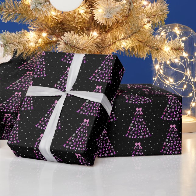 Papier Cadeau Arbre de Noël Pink Ribbon (Vacances)