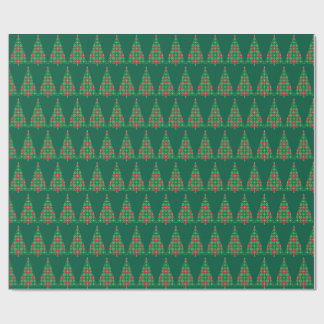 papier cadeau arbre de Noël pixelisé