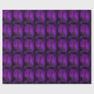 Papier Cadeau Arbre de Noël pourpre