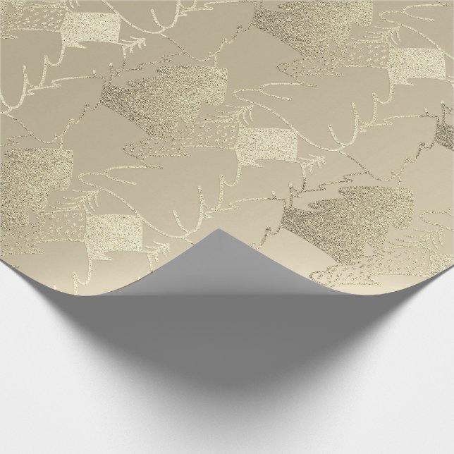 Papier Cadeau Arbre de Noël Rose Ivory Faux Parties scintillant  (Coin)