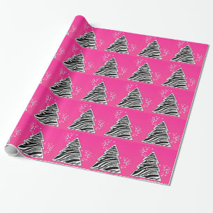 Papier Cadeau Arbre de Noël rose Zèbre