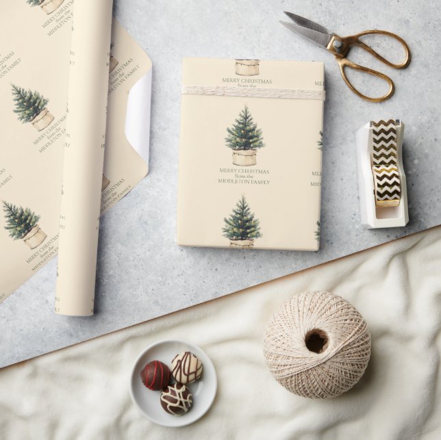 Papier Cadeau Arbre de Noël rustique minimal (Artisanat)