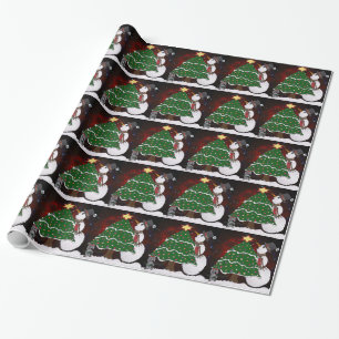 Papier Cadeau Arbre de Noël Snowman Surprise Art Imprimer